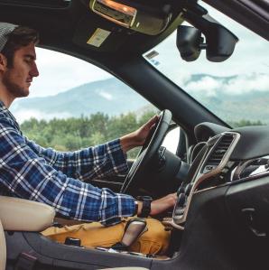 A young man driving