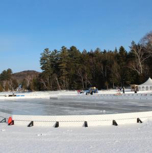 getting the rink ready on the pond