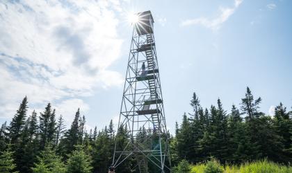 A firetower shining in the sun