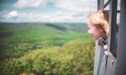 A kid in Kane Mountain fire tower