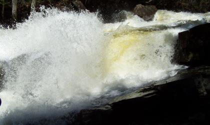 Water splashing upwards from Austin Falls