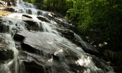 Closeup of water cascading down Death Falls