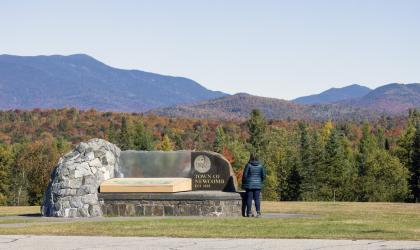 An overlook with mountains in view