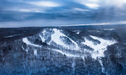 McCauley Mountain as seen from the sky in the winter