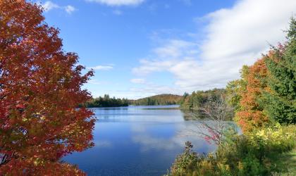 Mason Lake seen through fall-colored trees