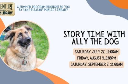 flyer for the Story Time with Ally the Dog event