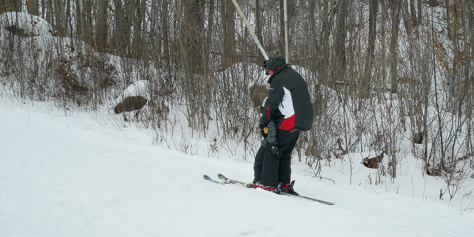 Riding the T-Bar at Oak Mountain