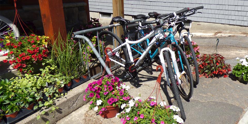 Test Riding Bikes at Pedals & Petals