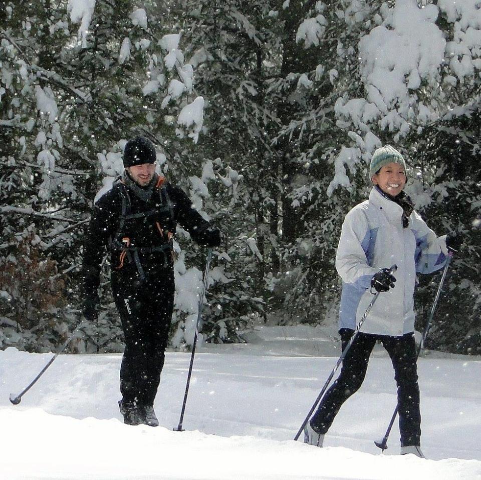 Couple Skiing