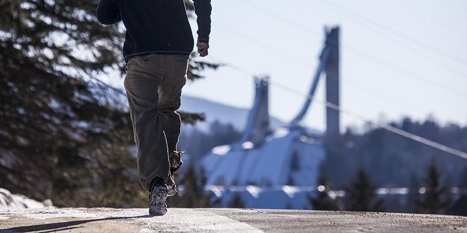 Running on a wintry road