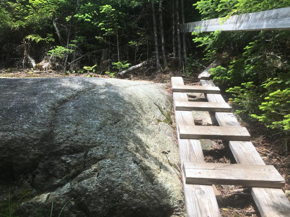 Ladder on a steep rock section of the trail.