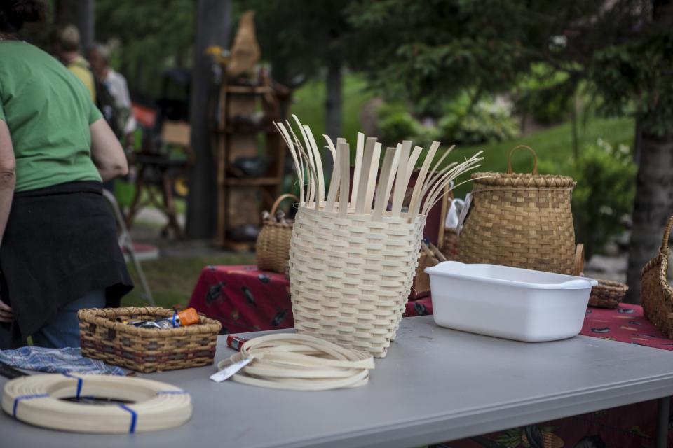 Pack basket being made in workshop