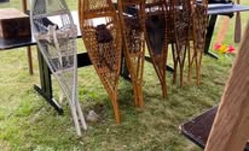 antique snowshoes displayed for sale