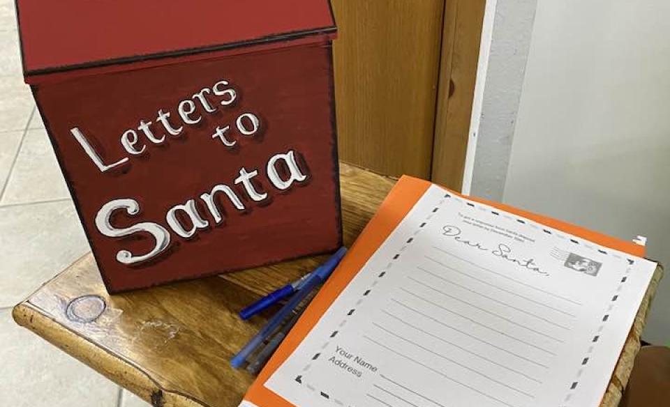 Letter to santa box and papers for the letters