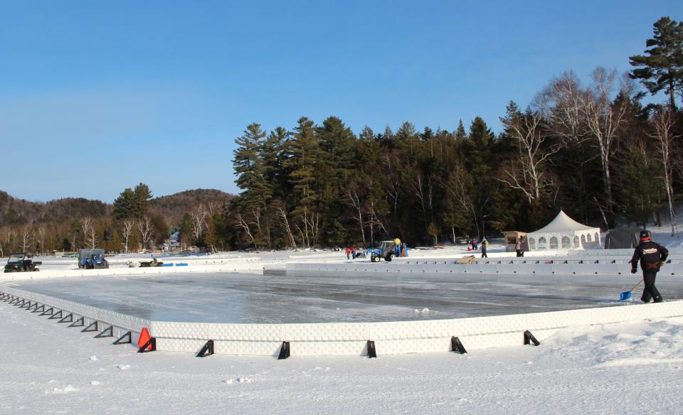 getting the rink ready on the pond