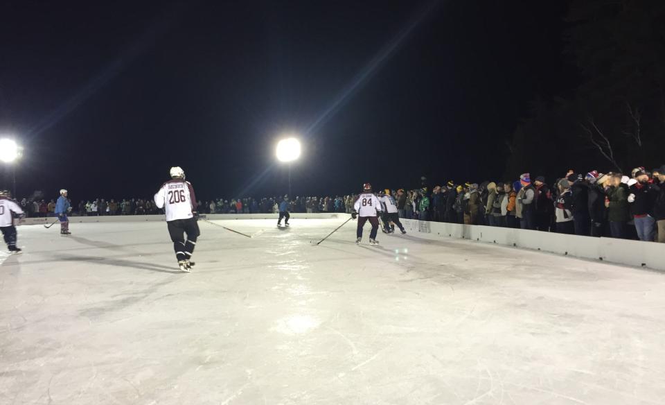 Hockey players on the ice in action