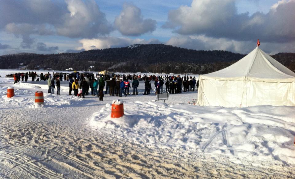 the crowds around the ice hockey pond rinks to watch the games