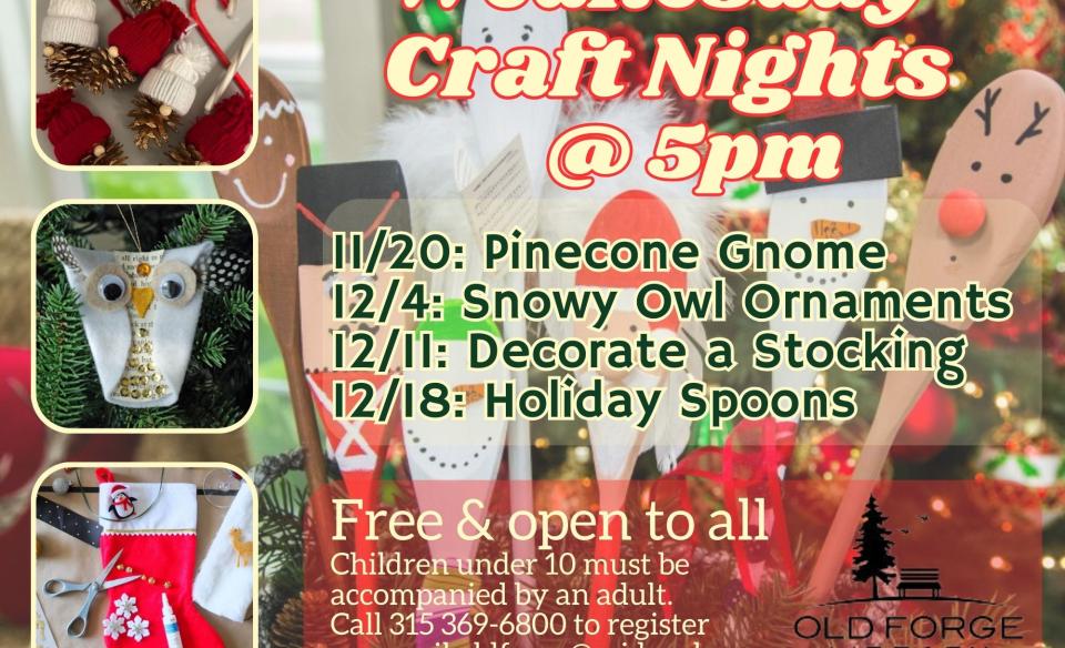 Old Forge Info Poster about craft night