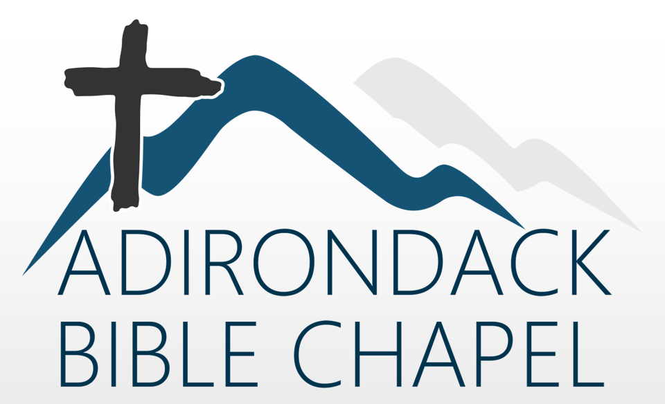 The Adirondack Bible Chapel Logo a cross in front of two lines that represent the mountains