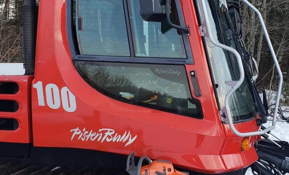 a close up view of the trail groomer cab