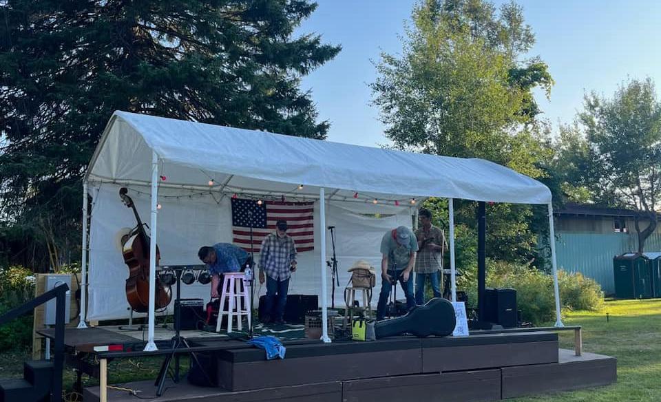 a band up on stage performing