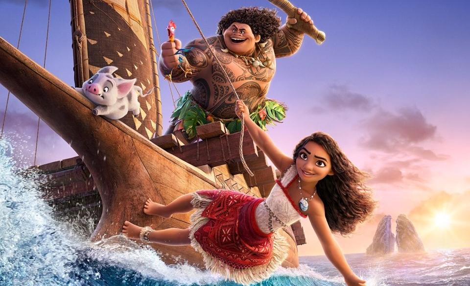 Moana 2 movie poster showing moana and Maui sailing on the water