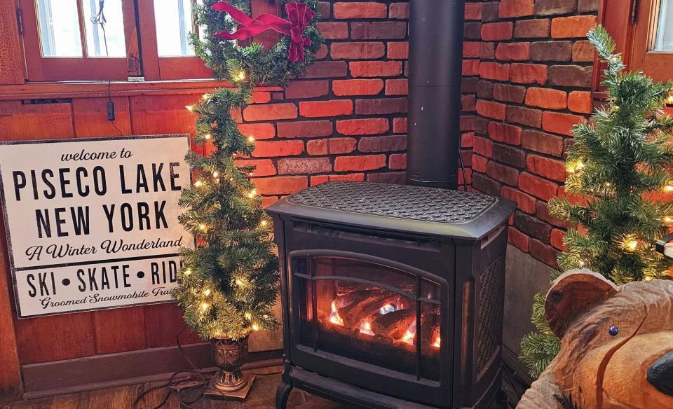 the nice warm wood stove in the corner of the Oxbow