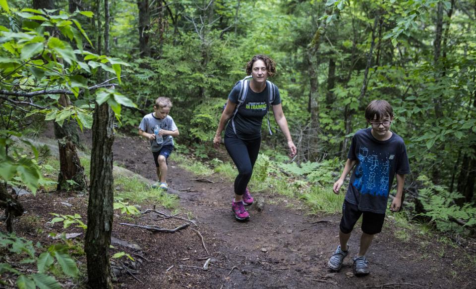 The trail winds through beautiful forest with interesting nature features.