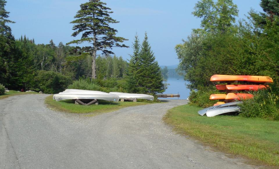 Canoes and kayaks for rent at campground.