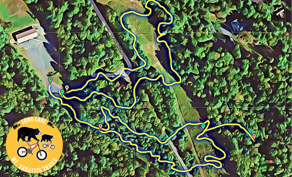 A map of town trails in the forest