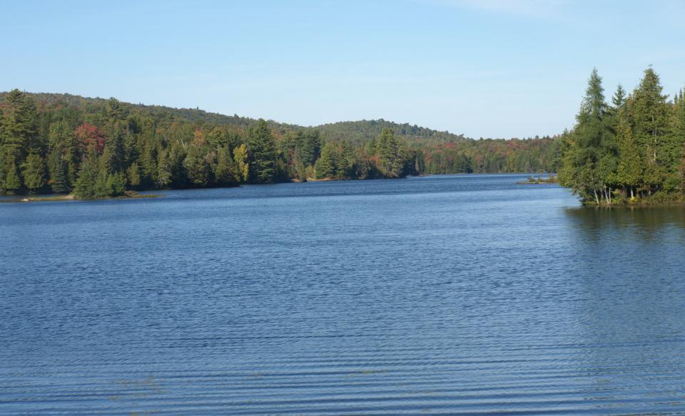 Lake Abanakee is long and shallow, with great scenery.