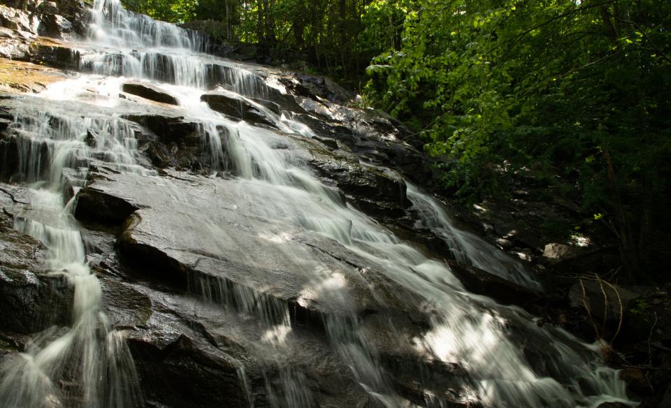 Closeup of water cascading down Death Falls