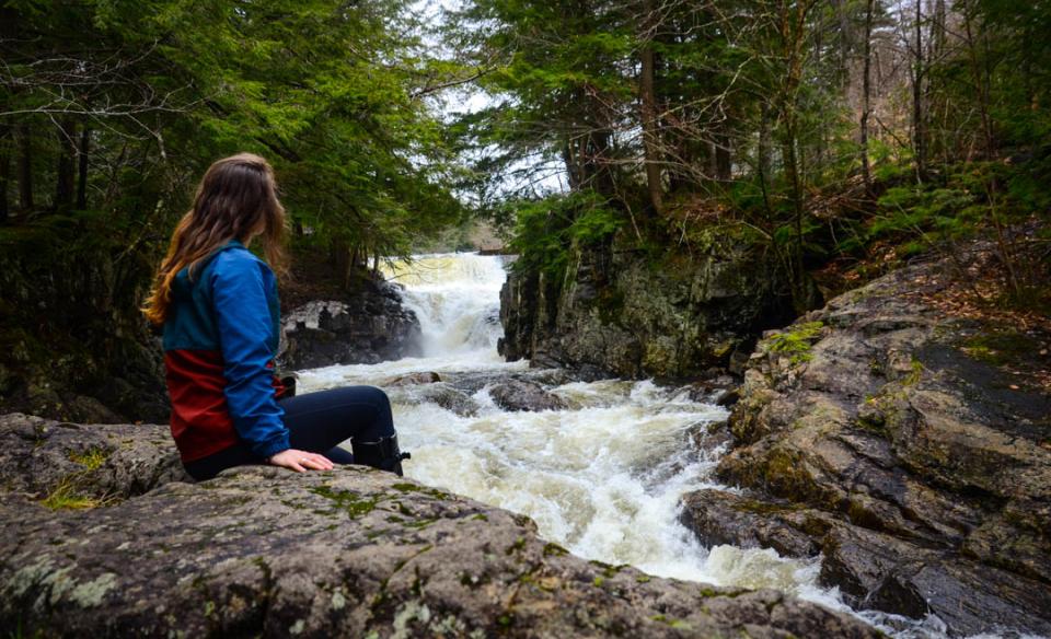 A woman watching Christine Falls.