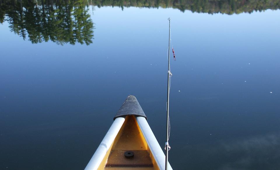 The front of a canoe