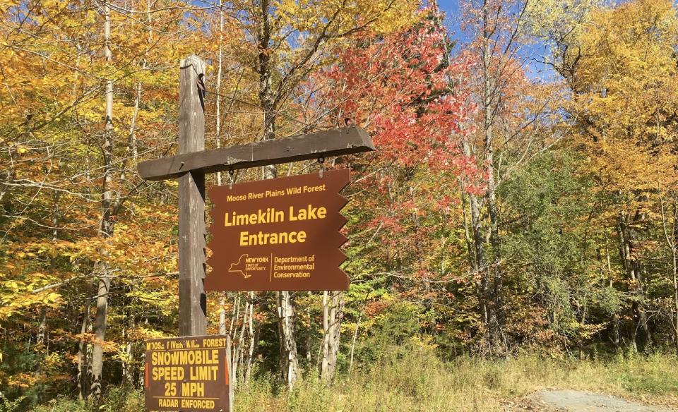 Limekiln Lake DEC sign for the campground.