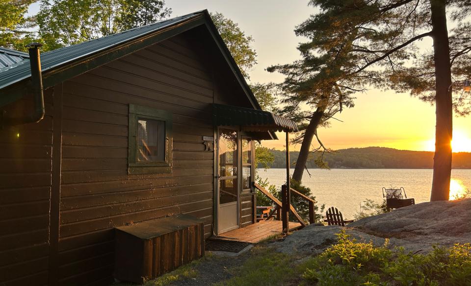 Sunset view from the cabin overlooking the lake