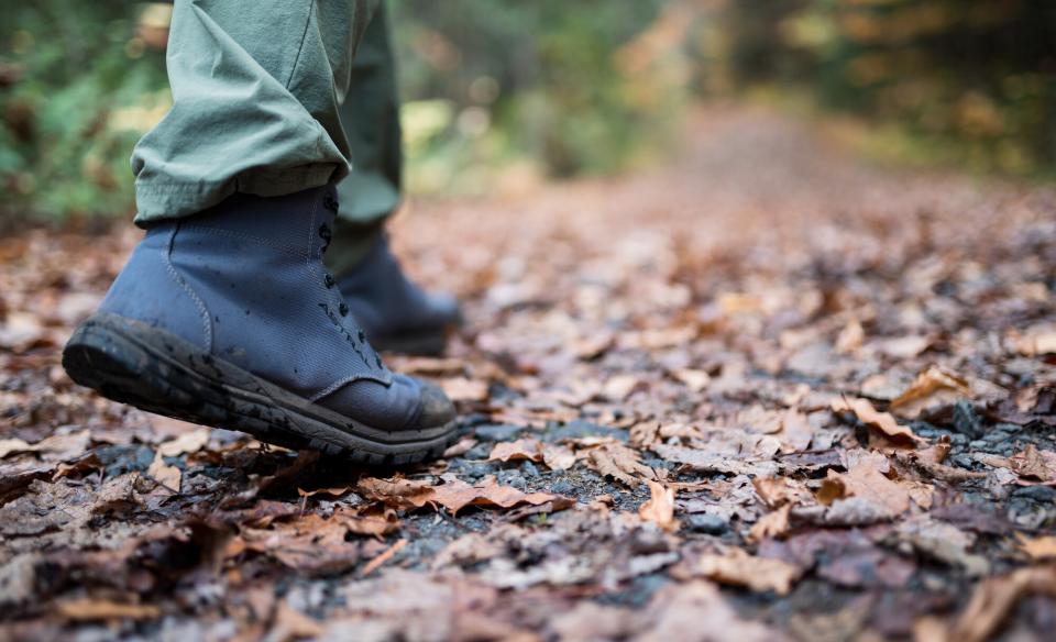 Close up of a hiker's boots