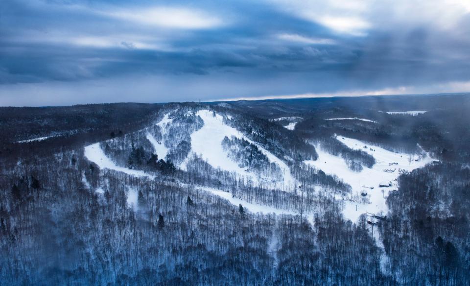 McCauley Mountain as seen from the sky in the winter