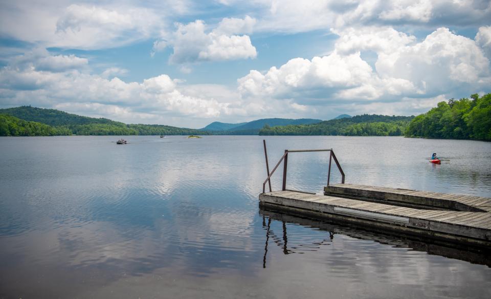 A scenic lake dock