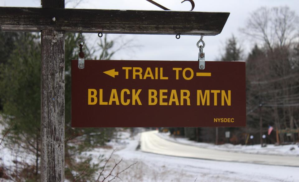 The trail sign for Black Bear Mountain