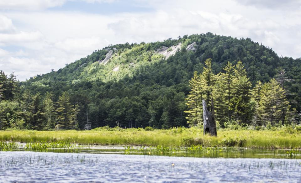 The view of Lows Ridge, a small mountain with a rocky ridge on top.